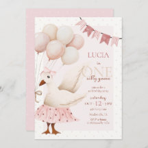 Een Gekke Goose Roze Pastel 1e Verjaardag