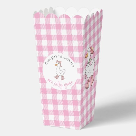 Een Gekke Goose Roze Verjaardag Popcorn Bedankdoosjes (Voorkant)