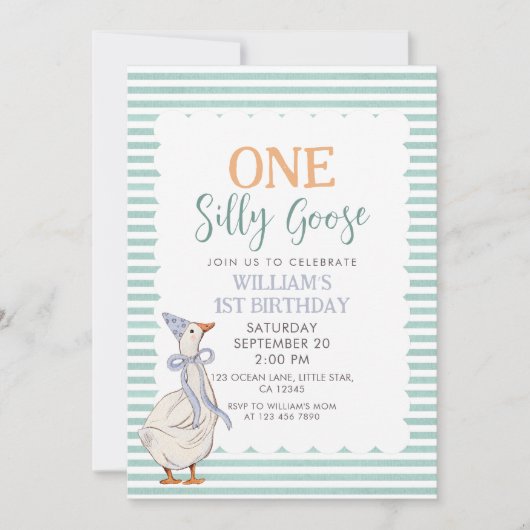 Een Gekke Goose Schattige Boy's 1st Birthday Kaart (Voorkant)