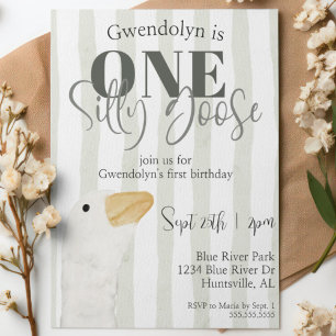 Een Gekke Goose Schattigee Waterverf 1e verjaardag Kaart