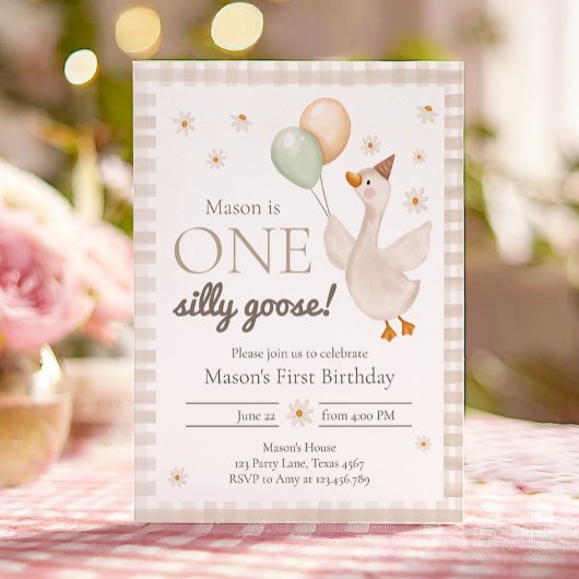 Een Gekke Goose Spring Party Boerderij eerste verj Kaart