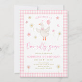 Een Gekke Goose Spring Pink Daisy eerste verjaarda Kaart (Voorkant)