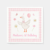 Een Gekke Goose Spring Pink Daisy eerste verjaarda Servet (Voorkant)