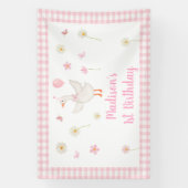 Een Gekke Goose Spring Pink Daisy eerste verjaarda Spandoek (Verticaal)