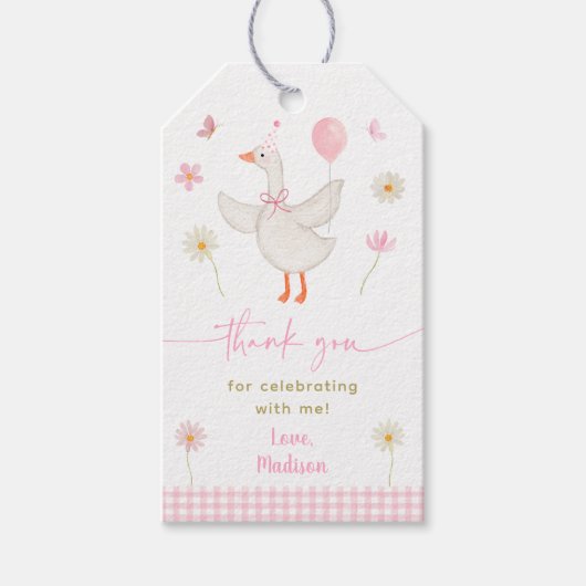 Een Gekke Goose Spring Pink Daisy Verjaardag Cadeaulabel (Voorkant)