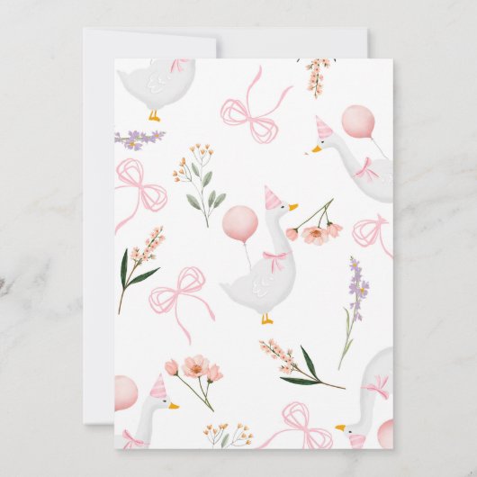 Een Gekke Goose uitnodiging Wildflowers roze boog (Achterkant)