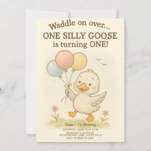 Een Gekke Goose Verjaardag - 1e Verjaardag Kaart