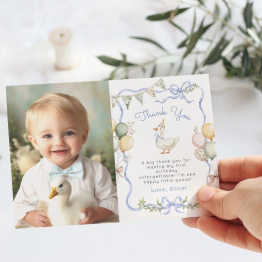 Een Gekke Goose Verjaardag Foto Dank u kaart