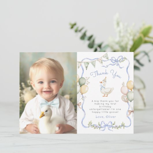 Een Gekke Goose Verjaardag Foto Dank u kaart (Staand voorkant)