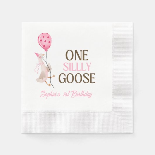 Een Gekke Goose Verjaardag, Meisje 1e Verjaardag R Servet (Voorkant)