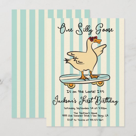 Een Gekke Goose Verjaardag skateboard Kaart (Voorkant / Achterkant)
