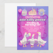 Een Gekke Goose Verjaardagsuitnodiging Kleurrijke  Kaart (Voorkant / Achterkant)