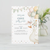 Een Gekke Goose Waterverf Eerste Verjaardag Kaart (Staand voorkant)