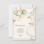 Een Gekke Goose Waterverf Gingham 1e Verjaardag Bedankkaart (Voorkant)