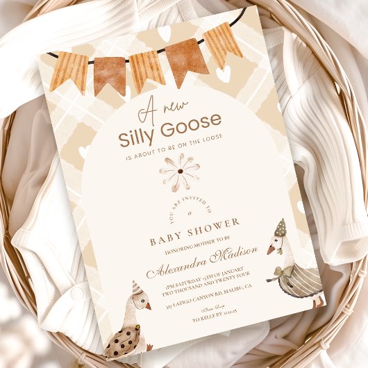 Een Gekke Goose Whimsical Baby shower Kaart