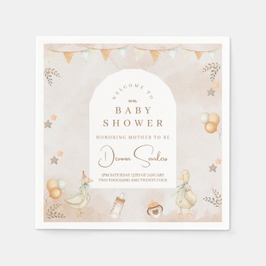 Een Gekke Goose Whimsical Baby shower Servet (Voorkant)