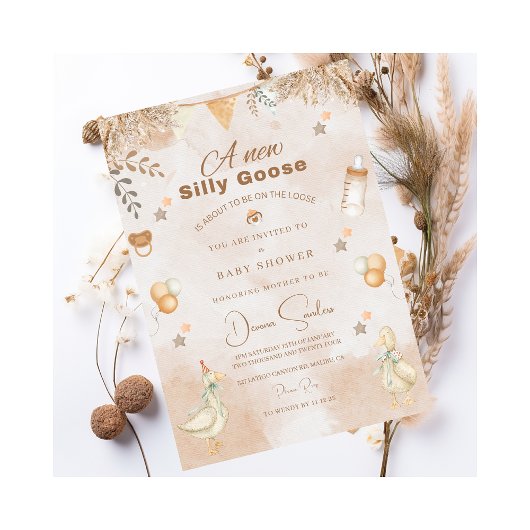 Een Gekke Goose Whimsical Baby shower uitnodiging