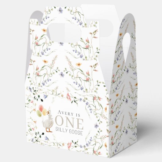 Een Gekke Goose Wildflower Bloemen 1e Verjaardag Bedankdoosjes (Geopend)