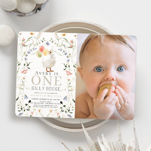 Een Gekke Goose Wildflower Foto 1e verjaardag Kaart