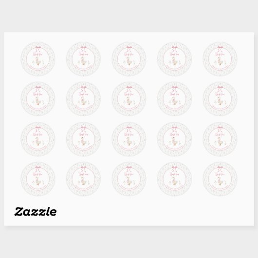 Een Gekke Goose Wildflower Pink Bow 1e verjaardag Ronde Sticker (Vel)
