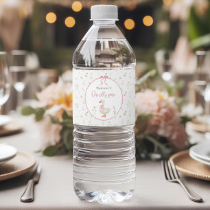 Een Gekke Goose Wildflower Pink Bow 1e verjaardag Waterfles Etiket