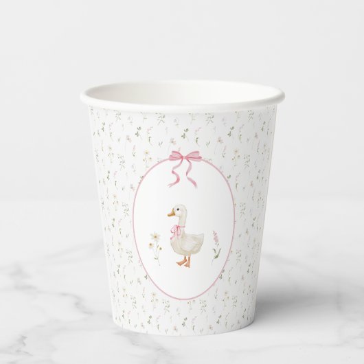 Een Gekke Goose Wildflower Pink Bow Girl Verjaarda Papieren Bekers (Achterkant)