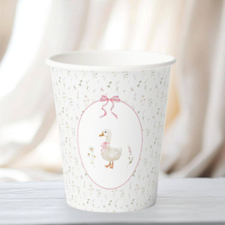 Een Gekke Goose Wildflower Pink Bow Girl Verjaarda Papieren Bekers