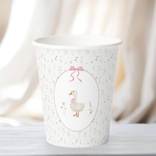 Een Gekke Goose Wildflower Pink Bow Girl Verjaarda Papieren Bekers