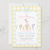 Een Gekke Goose Yellow Gingham 1e verjaardag Kaart (Voorkant)