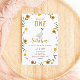 Een Gekke Goose Yellow Wildflower Verjaardag Kaart