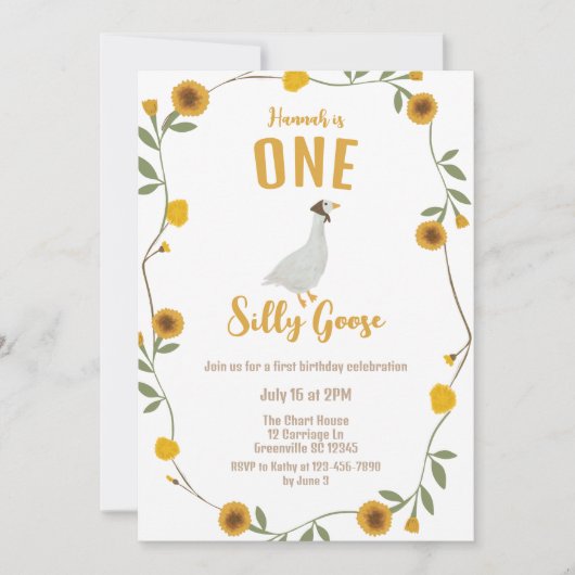 Een Gekke Goose Yellow Wildflower Verjaardag Kaart (Voorkant)