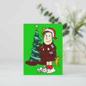 'Een gekke kat dame kerst' Feestdagenkaart (Staand voorkant)