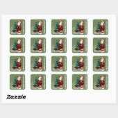 'Een gekke kat dame kerst' Vierkante Sticker (Vel)