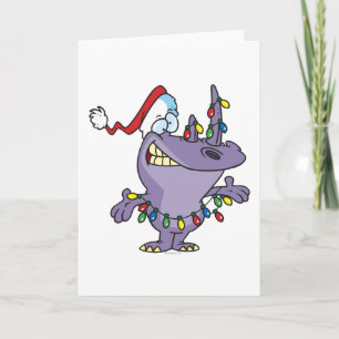 Een gekke schattige kerstman santa rhino feestdagen kaart