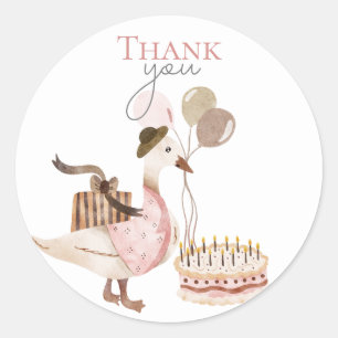 Een Gekke Verjaardag Gans Dank u Ronde Sticker