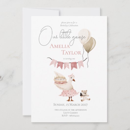 Een Gekke  Verjaardag Gans Waterverf Kaart (Voorkant)