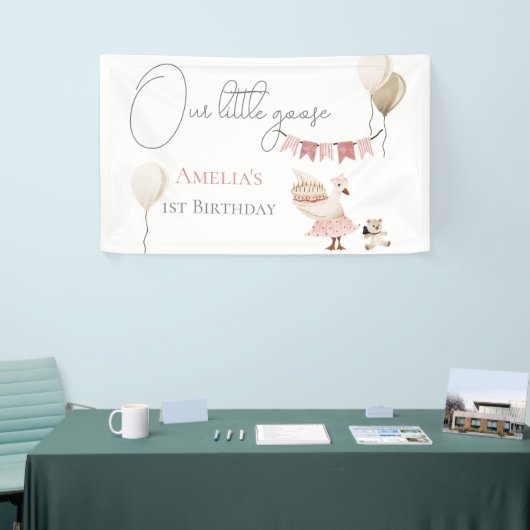 Een Gekke  Verjaardag Gans Waterverf Spandoek (Beurs)