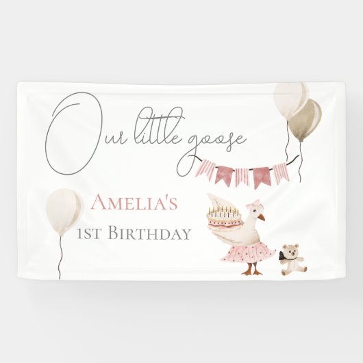 Een Gekke  Verjaardag Gans Waterverf Spandoek (Horizontaal)