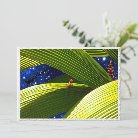 Een gekko hagedis' tropische Kerstmis Feestdagenkaart (Staand voorkant)