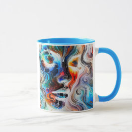 Een gekleurd abstract portret met een vrouwelijk g mok