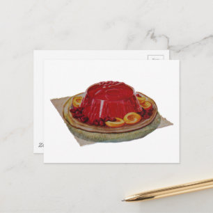 Een gelatine- en fruitdessert uit 1930 briefkaart