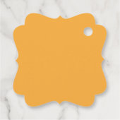 Een gele achtergrond met een bedankjes labels (Achterkant)