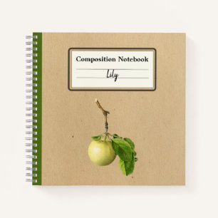 Een gele appel met bladeren gepersonaliseerde comp notitieboek