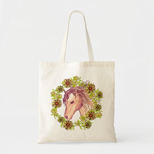 Een Gele Daisy Horse Tote Bag (Voorkant)