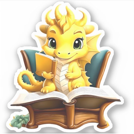 Een gele drakenlezing sticker (Voorkant)