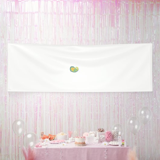 Een gele en groene paisley met bladeren en bloemen spandoek (Feest)