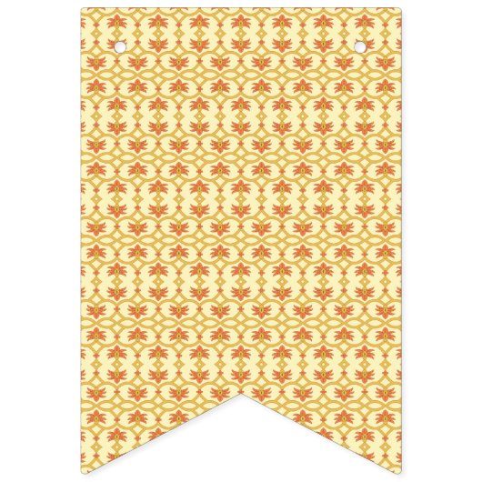 een gele en witte achtergrond met een ingewikkeld  vlaggetjes (Eerste vlag)