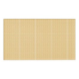 Een gele en witte achtergrond met een ingewikkelde naambadge