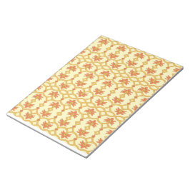 Een gele en witte achtergrond met een ingewikkelde notitieblok