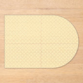 Een gele en witte achtergrond met kleine cirkels acryl uitnodigingen (Voorkant)